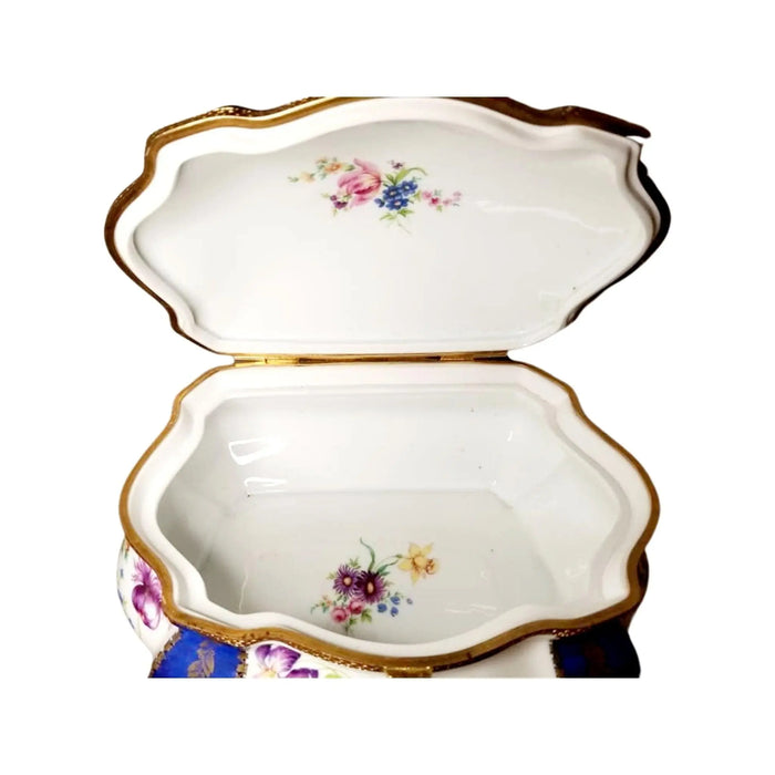 Blue Limoges Jewelry Box for Collectors Porcelain Limoges Jewelry Love Valentine French Trinket Box