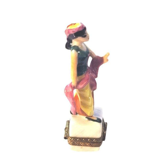 Gypsy Girl Figurine for Collectors Porcelain Limoges women world travel French Trinket Box