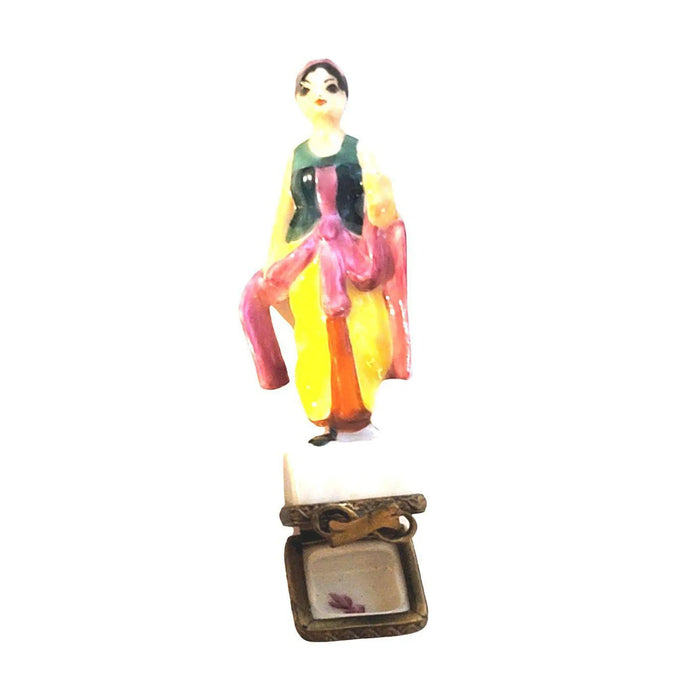 Gypsy Girl Figurine for Collectors Porcelain Limoges women world travel French Trinket Box