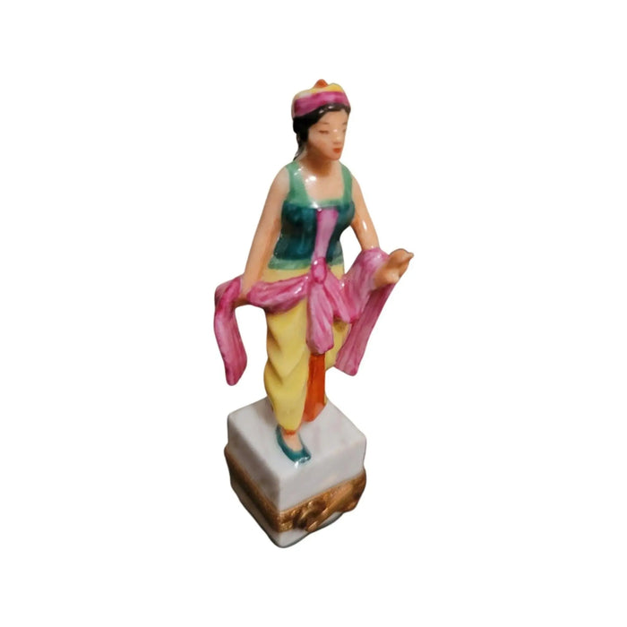 Gypsy Girl Figurine for Collectors Porcelain Limoges women world travel French Trinket Box