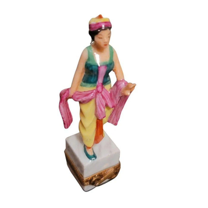 Gypsy Girl Figurine for Collectors Porcelain Limoges women world travel French Trinket Box