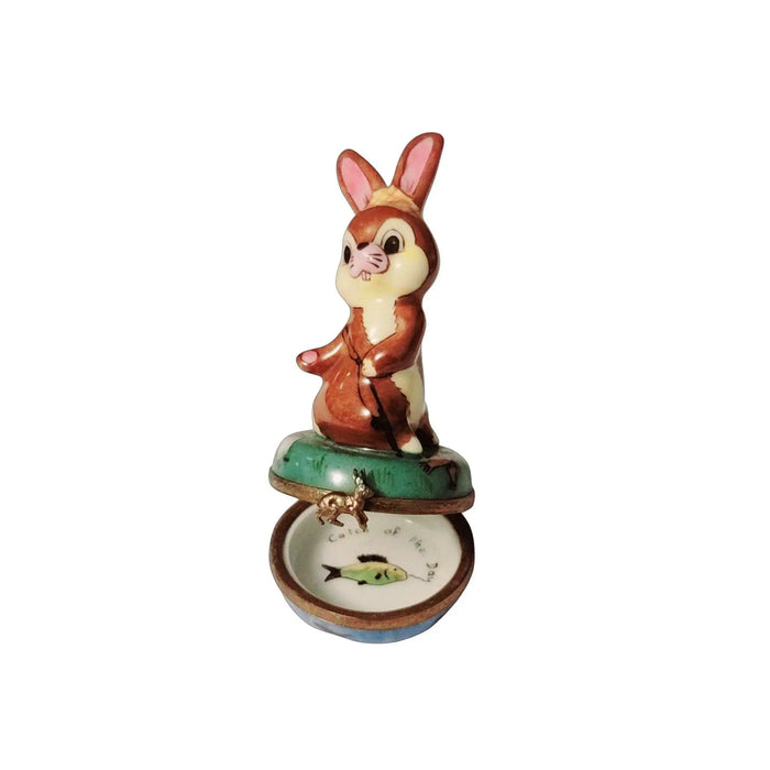 Fishing Bunny Limoges Box for Collectors Porcelain Limoges rabbit mice bunny French Trinket Box