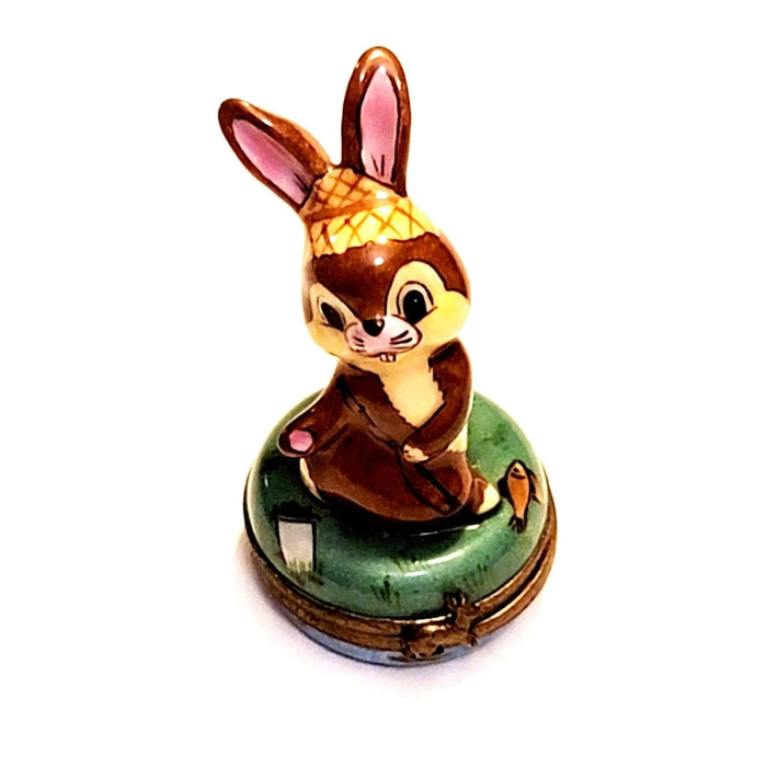 Fishing Bunny Limoges Box for Collectors Porcelain Limoges rabbit mice bunny French Trinket Box