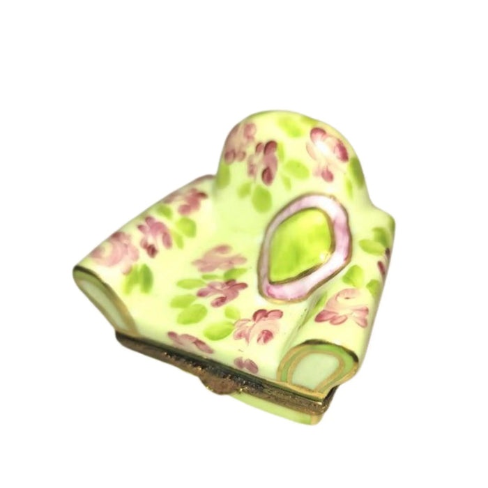 Flowered Chair Delight for Collectors Porcelain Limoges furniture hat French Trinket Box