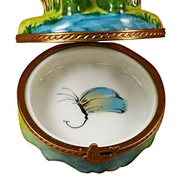 Frog Fishing Limoges Box – Handcrafted French Porcelain Art