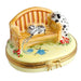 Garden Bench Limoges Box for Pet Lovers Porcelain Limoges Garden Dog French Trinket Box
