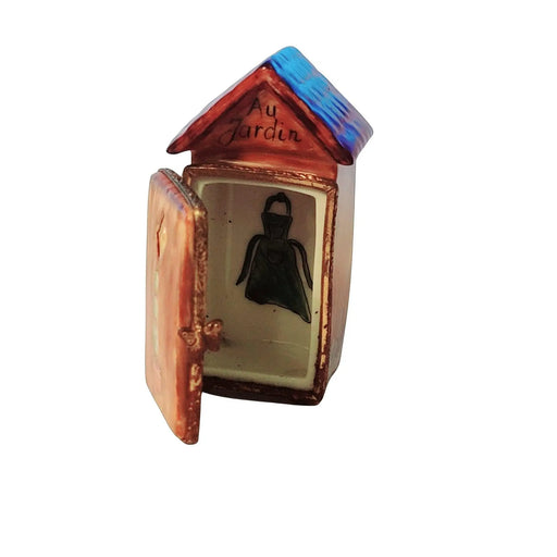 Garden Shed Limoges Box for Garden Lovers Porcelain Limoges xmas theme snowman garden flowers winter French Trinket Box