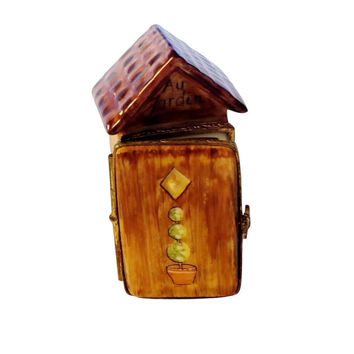 Garden Shed Limoges Box for Garden Lovers Porcelain Limoges xmas theme snowman garden flowers winter French Trinket Box