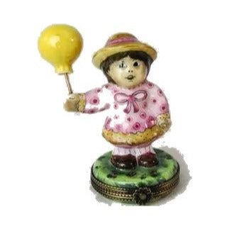 The painter's artistry shows on this Girl with Balloon Limoges box