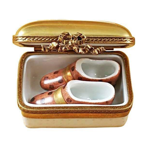 Gold Shoes Limoges Box for Collectors Porcelain Limoges shoes French Trinket Box