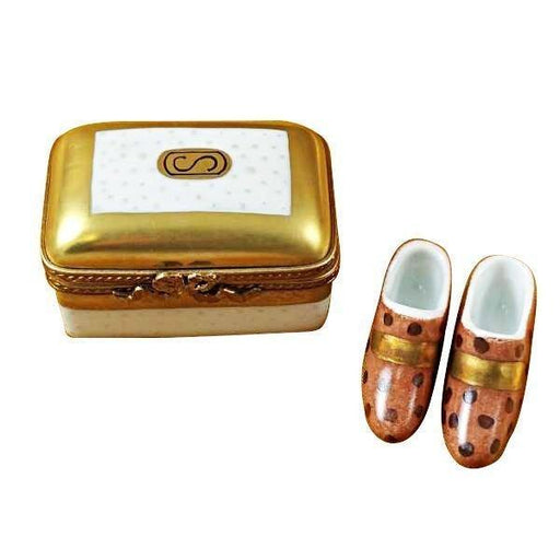 Gold Shoes Limoges Box for Collectors Porcelain Limoges shoes French Trinket Box