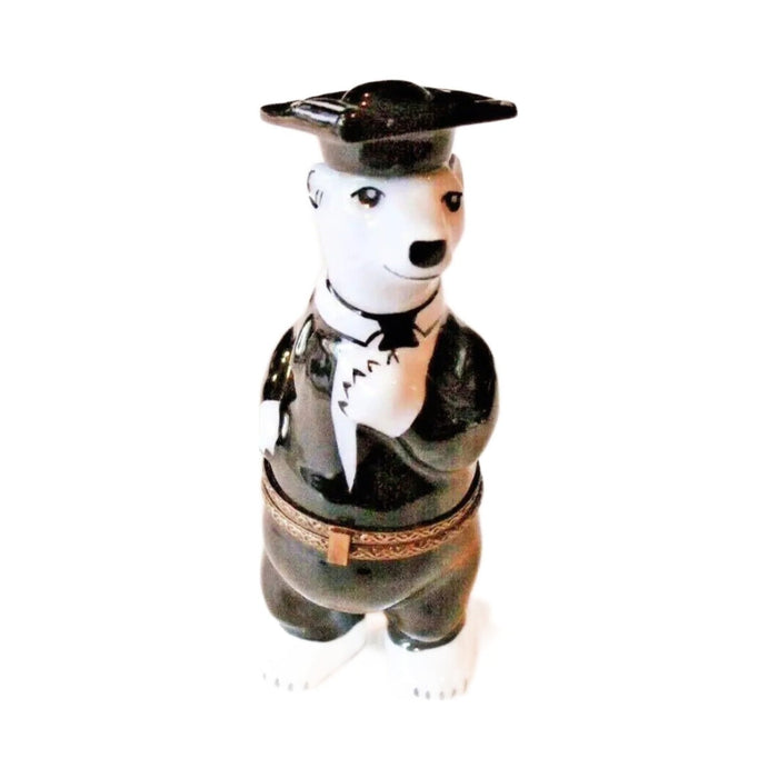 Hand-painted Graduation Polar Bear Limoges box, French artistry for lovers of fine art