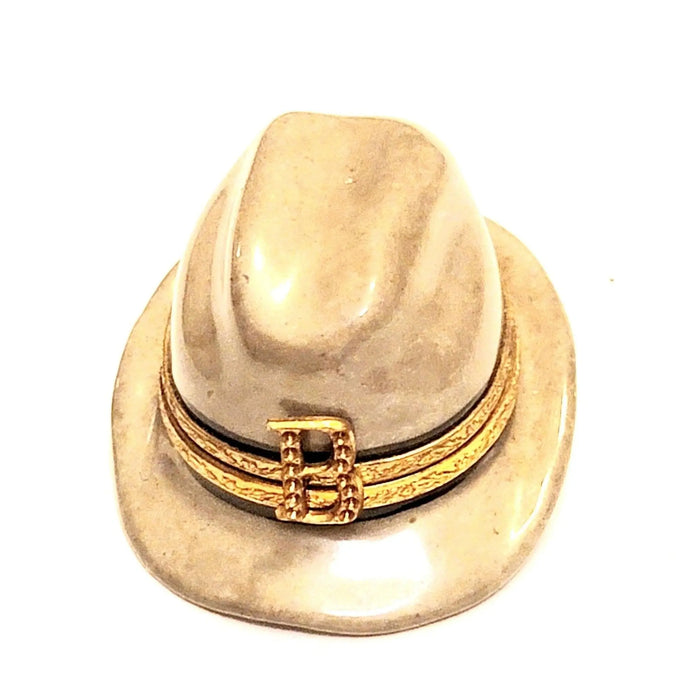 Gray Gangster Hat for Collectors Porcelain Limoges hat united states French Trinket Box