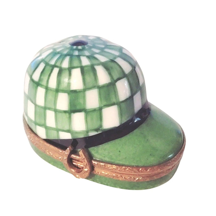 Green Limoges Derby Hat for Home Decor Porcelain Limoges hat sports French Trinket Box