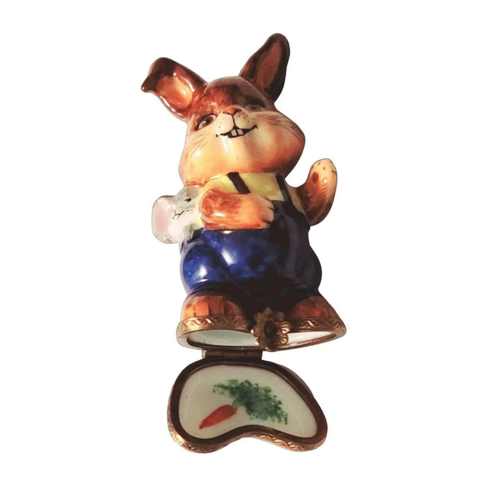 Happy Rabbit Figurine for Friendship Porcelain Limoges rabbit French Trinket Box