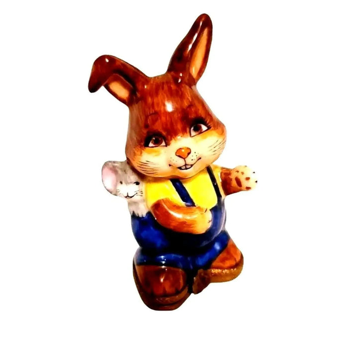Happy Rabbit Figurine for Friendship Porcelain Limoges rabbit French Trinket Box