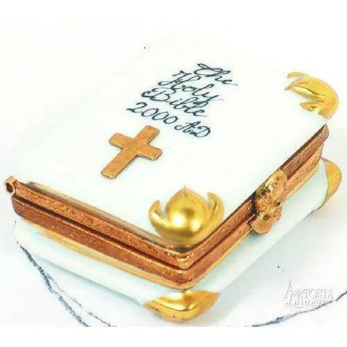 Holy Bible Limoges Box for Faith Collectors Porcelain Limoges christian French Trinket Box