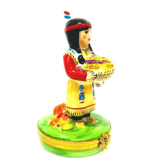 Indian Woman Limoges Box for Collectors Porcelain Limoges Thanksgiving French Trinket Box