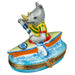 Kayaking Rhinocerus Limoges Box for Collectors Porcelain Limoges Wild animals Sports French Trinket Box