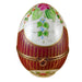 Burgundy Egg with Flowers for Elegant Gifts Porcelain Limoges egg French Trinket Box