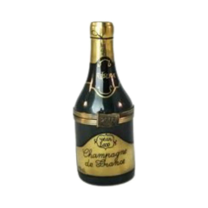 Artisan-painted Large Champagne Bottle Limoges box from France, a cherished collectible