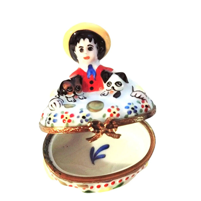 Child and Puppies Limoges Box Porcelain Limoges Kids Carnival France French Trinket Box