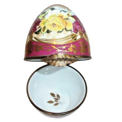 Red Floral Limoges Egg for Elegant Decor Porcelain Limoges egg French Trinket Box