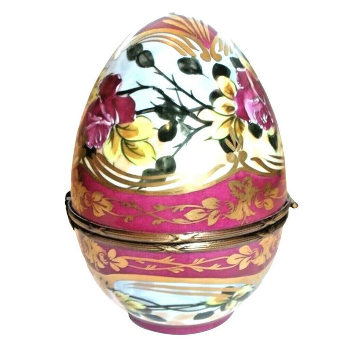 Red Floral Limoges Egg for Elegant Decor Porcelain Limoges egg French Trinket Box