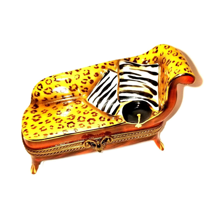 Leopard Lounge Chair for Home Decor Porcelain Limoges furniture French Trinket Box