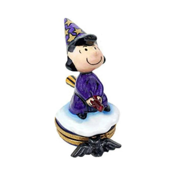 Artisan-painted Lucy Witch Halloween Limoges box from France, a cherished collectible
