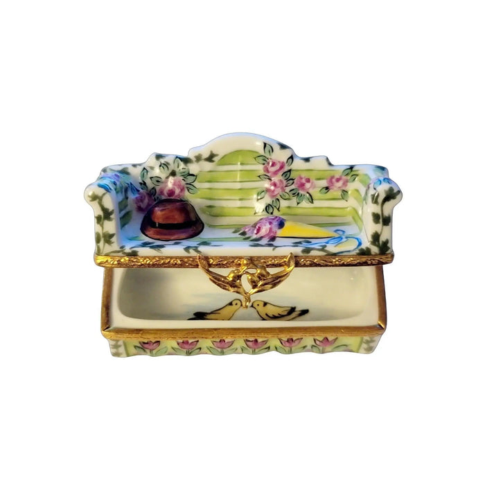 Lutyens Garden Bench Keepsake for Collectors Porcelain Limoges Garden French Trinket Box