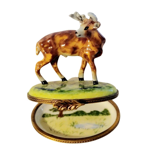Majestic Deer Limoges Box for Nature Lovers Porcelain Limoges wild animals French Trinket Box