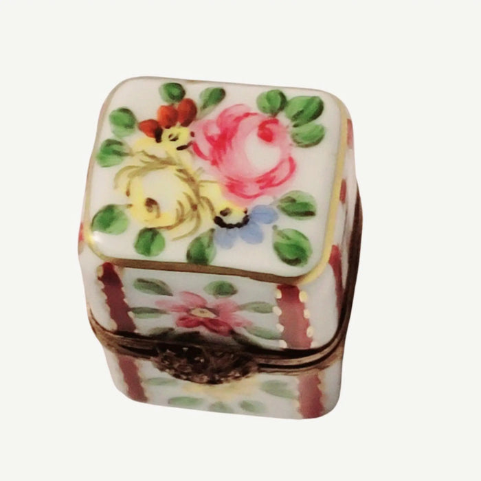 Maroon Perfume Box Charm for Unique Gift Porcelain Limoges Perfume French Trinket Box