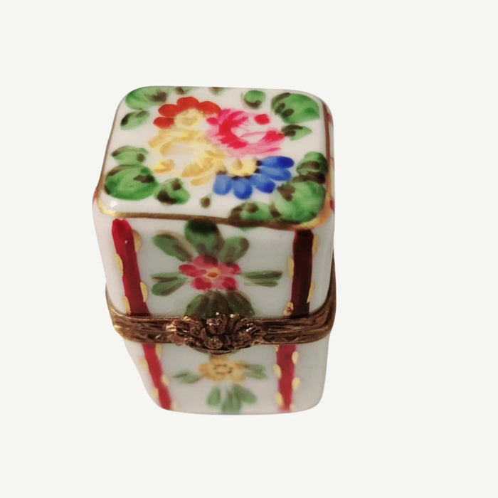 Maroon Perfume Box Charm for Unique Gift Porcelain Limoges Perfume French Trinket Box