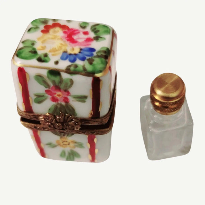 Maroon Perfume Box Charm for Unique Gift Porcelain Limoges Perfume French Trinket Box