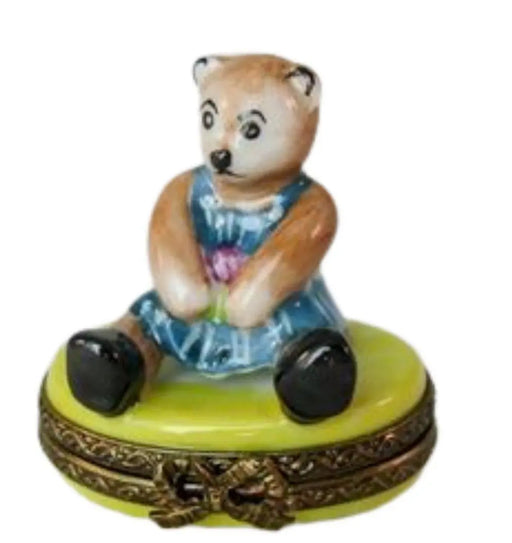 Mini Teddy Bear Limoges Box for Collectors Porcelain Limoges Teddy French Trinket Box