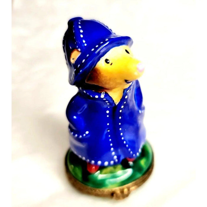 Mole in Raincoat Collectible Box Porcelain Limoges mole farm critters first French Trinket Box
