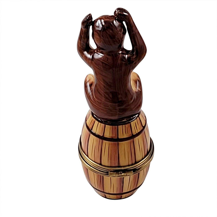 Monkey on Barrel Limoges Box for Collectors Porcelain Limoges wild animals French Trinket Box