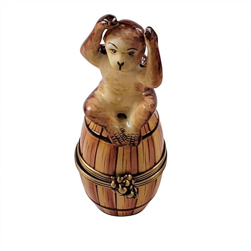 Monkey on Barrel Limoges Box for Collectors Porcelain Limoges wild animals French Trinket Box