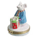 Mouse with Christmas Present for Holiday Decor Porcelain Limoges xmas theme French Trinket Box