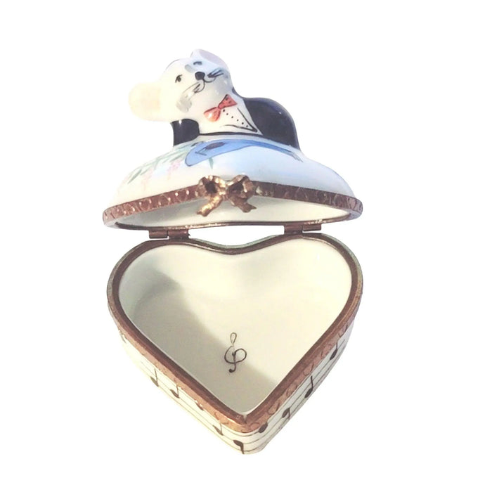 Musical Love Mouse for Romantic Keepsakes Porcelain Limoges mouse heart love valentine French Trinket Box