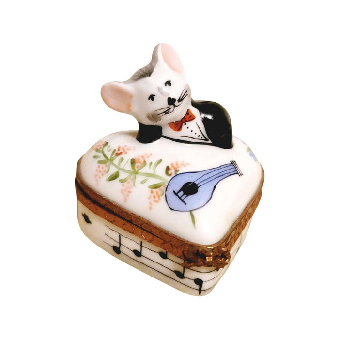 Musical Love Mouse for Romantic Keepsakes Porcelain Limoges mouse heart love valentine French Trinket Box