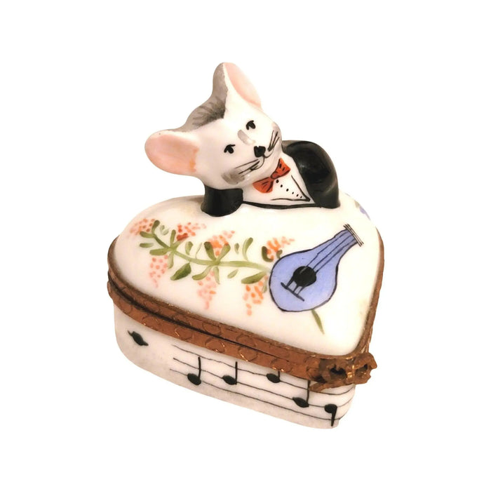 Musical Love Mouse for Romantic Keepsakes Porcelain Limoges mouse heart love valentine French Trinket Box
