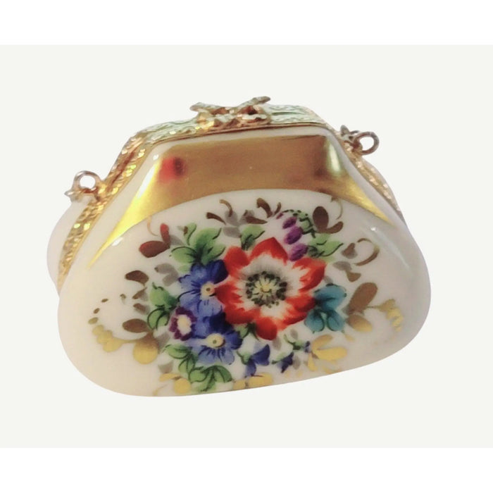 Pastel Floral Box for Keepsakes Porcelain Limoges purse Decal limoges box bags ladies French Trinket Box