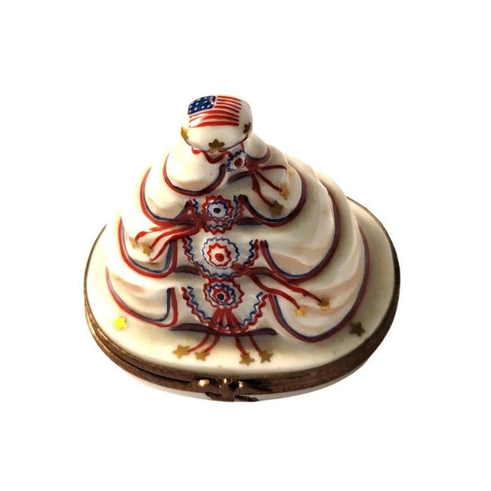 Patriotic Cake Limoges Box for Collectors Porcelain Limoges united patriotic Limoges Imports Limoges Boxes French Trinket Box