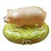 Pig on Straw Limoges Box for Animal Lovers Porcelain Limoges pig French Trinket Box