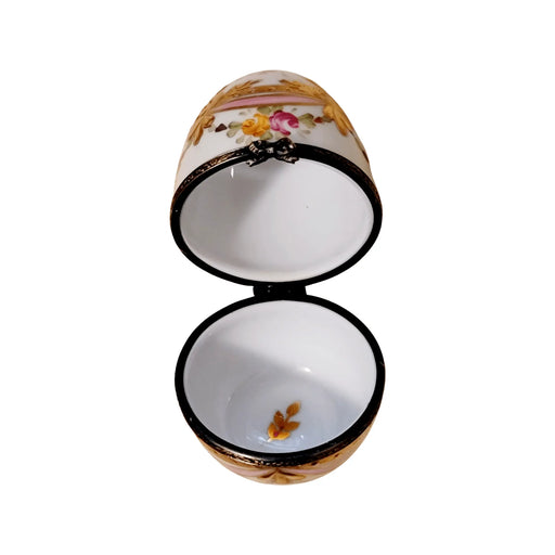 Pink Gold Ribbon Egg for Collectors Porcelain Limoges egg French Trinket Box