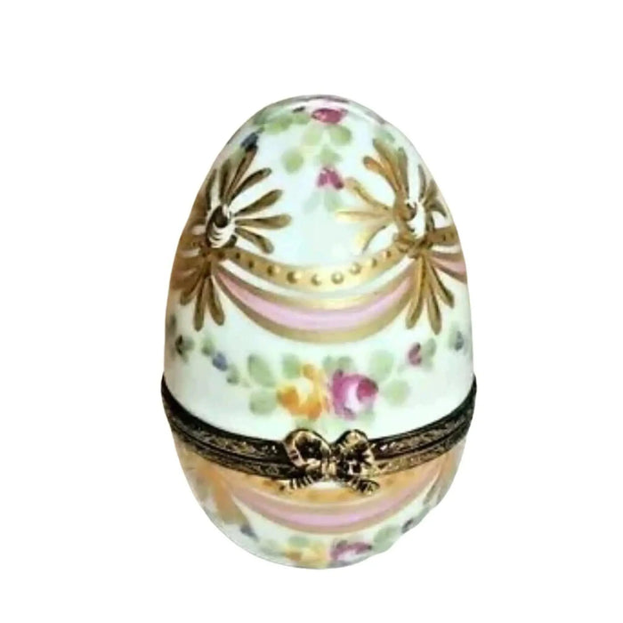 Pink Gold Ribbon Egg for Collectors Porcelain Limoges egg French Trinket Box