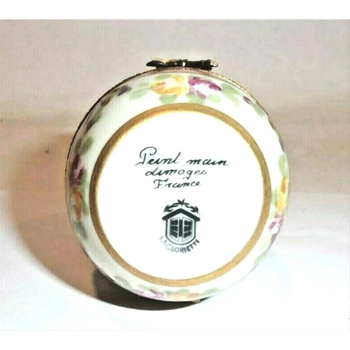 Pink Gold Ribbon Egg for Collectors Porcelain Limoges egg French Trinket Box