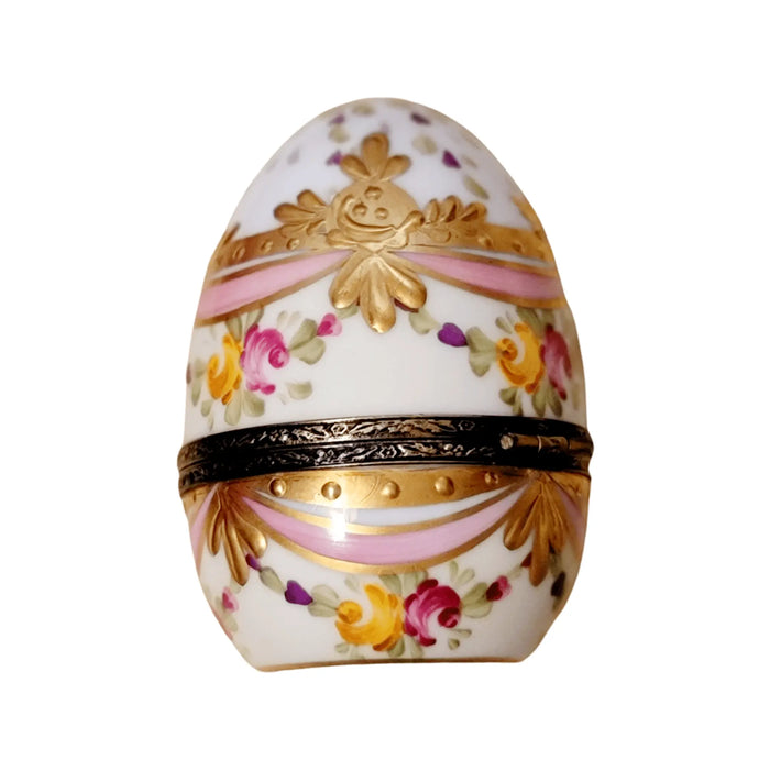 Pink Gold Ribbon Egg for Collectors Porcelain Limoges egg French Trinket Box